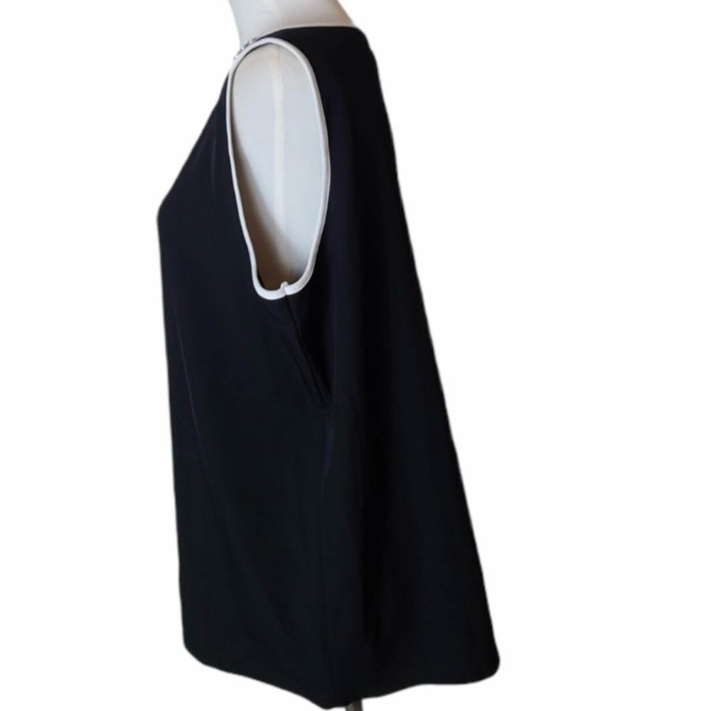 🆕 Calvin Klein CK Women's Sleeveless Black White Piping Trim Blouse Top L 12-14 - Picture 4 of 16